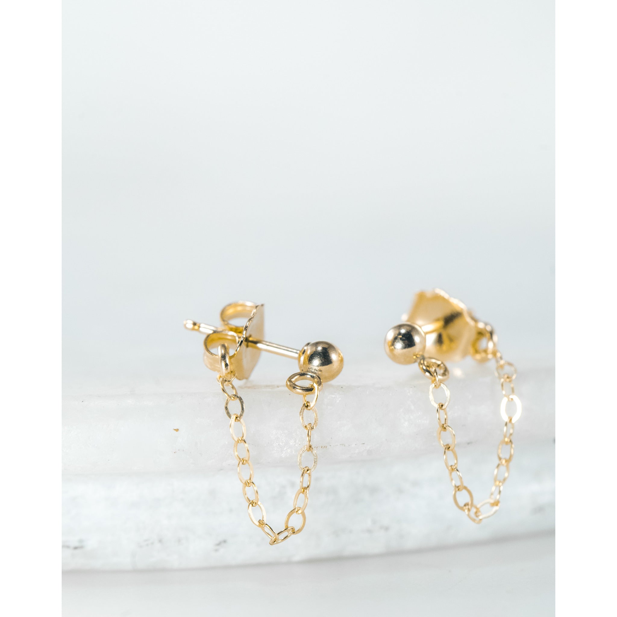 Chain Stud Earrings Gold Filled
